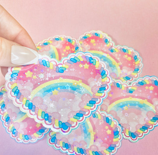 Pastel dreaming sticker | pink heart stickers, cute heart stickers, heart stickers, rainbow stickers, kawaii stickers, tumbler stickers