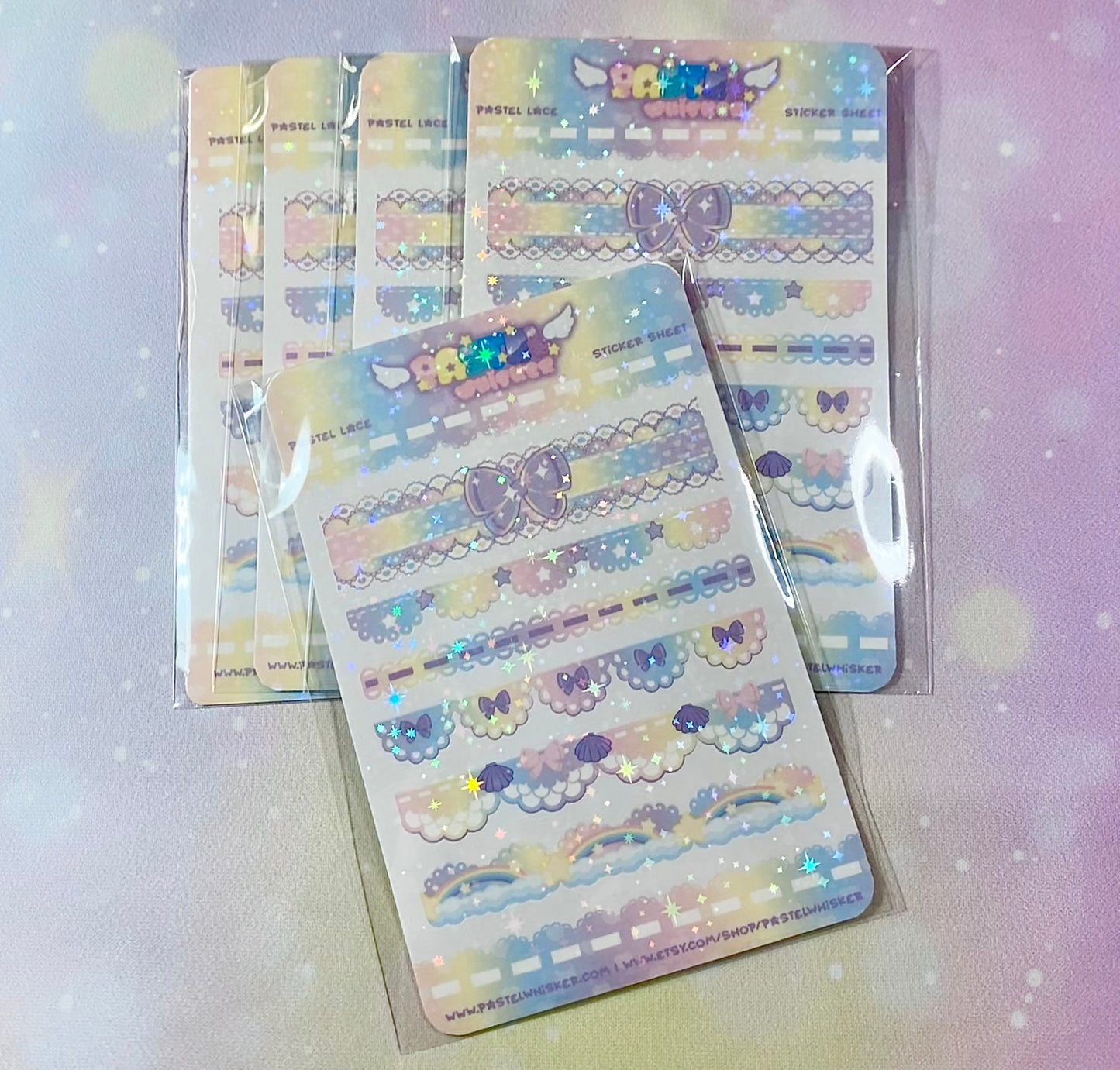 Pastel Lace sticker sheet | lace stickers, rainbow lace, Kawaii stickers, girly stickers, rainbow stickers
