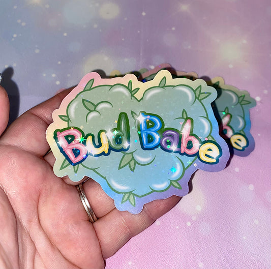 Bud Babe | stoner girls, bud babe sticker, weed stickers, cannabis stickers, kawaii stickers, girly stickers