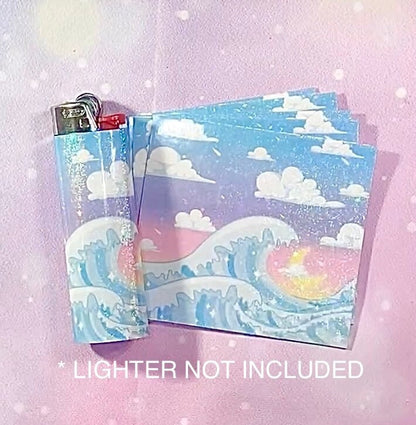 Japanese Waves Lighter Wrap | Kawaii lighter wraps, lighter wraps, Japanese wave art, scenery stickers, Kawaii, stickers