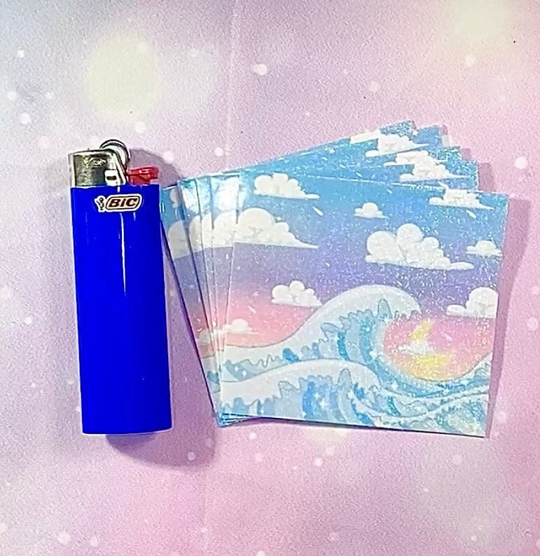 Japanese Waves Lighter Wrap | Kawaii lighter wraps, lighter wraps, Japanese wave art, scenery stickers, Kawaii, stickers