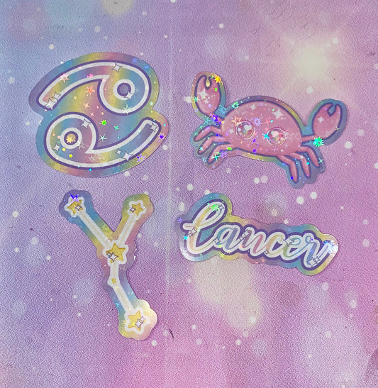 Cancer sticker pack | Cancer stickers, rainbow cancer stickers, rainbow stickers, kawaii stickers, zodiac stickers, zodiac signs