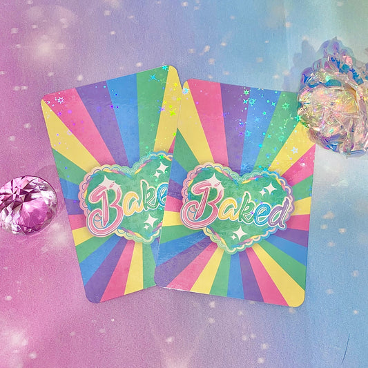 Baked holo star print | stoner girls, weed prints, cannabis prints, girly prints, rainbow prints, kawaii prints