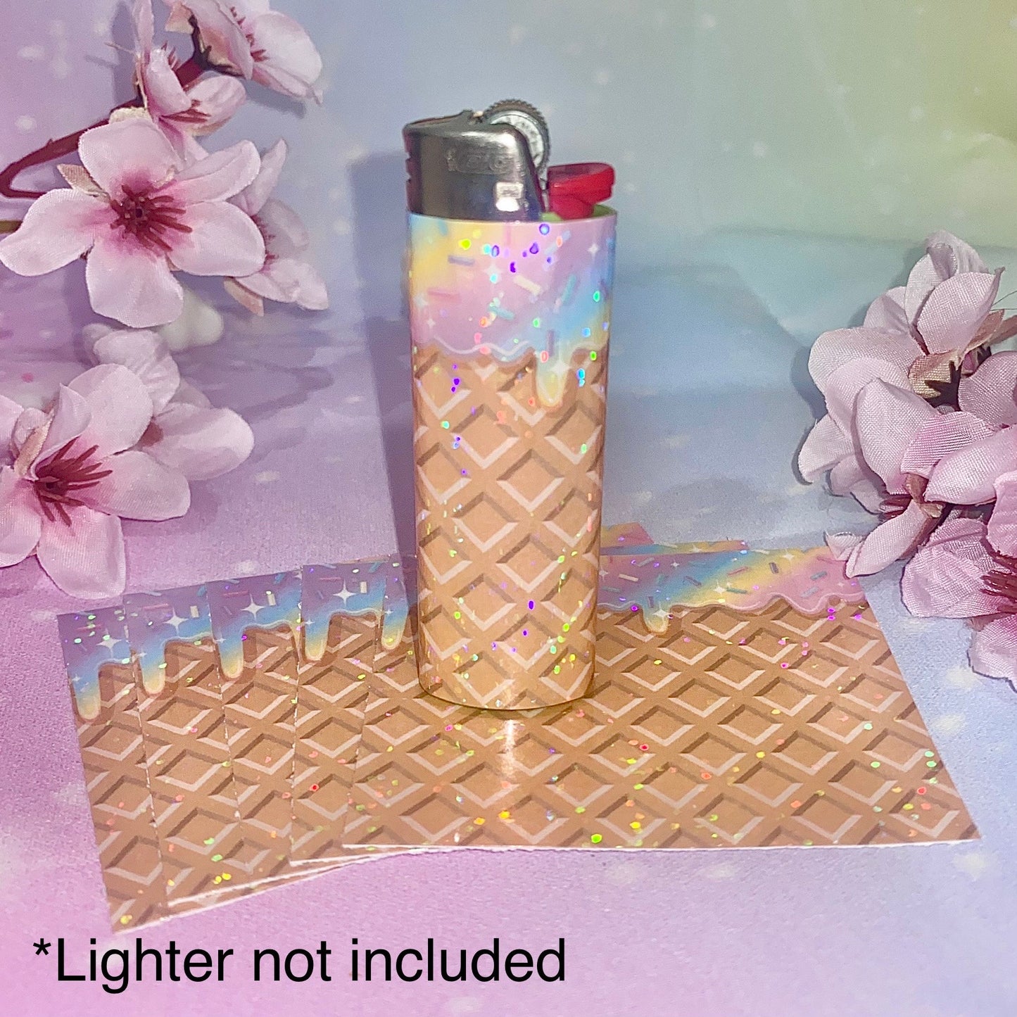 RainbowIce Cream Lighter Wrap | Ice cream lighter wrap, Kawaii lighter wraps, lighter wraps, ice cream art, girly stickers, Kawaii, stickers