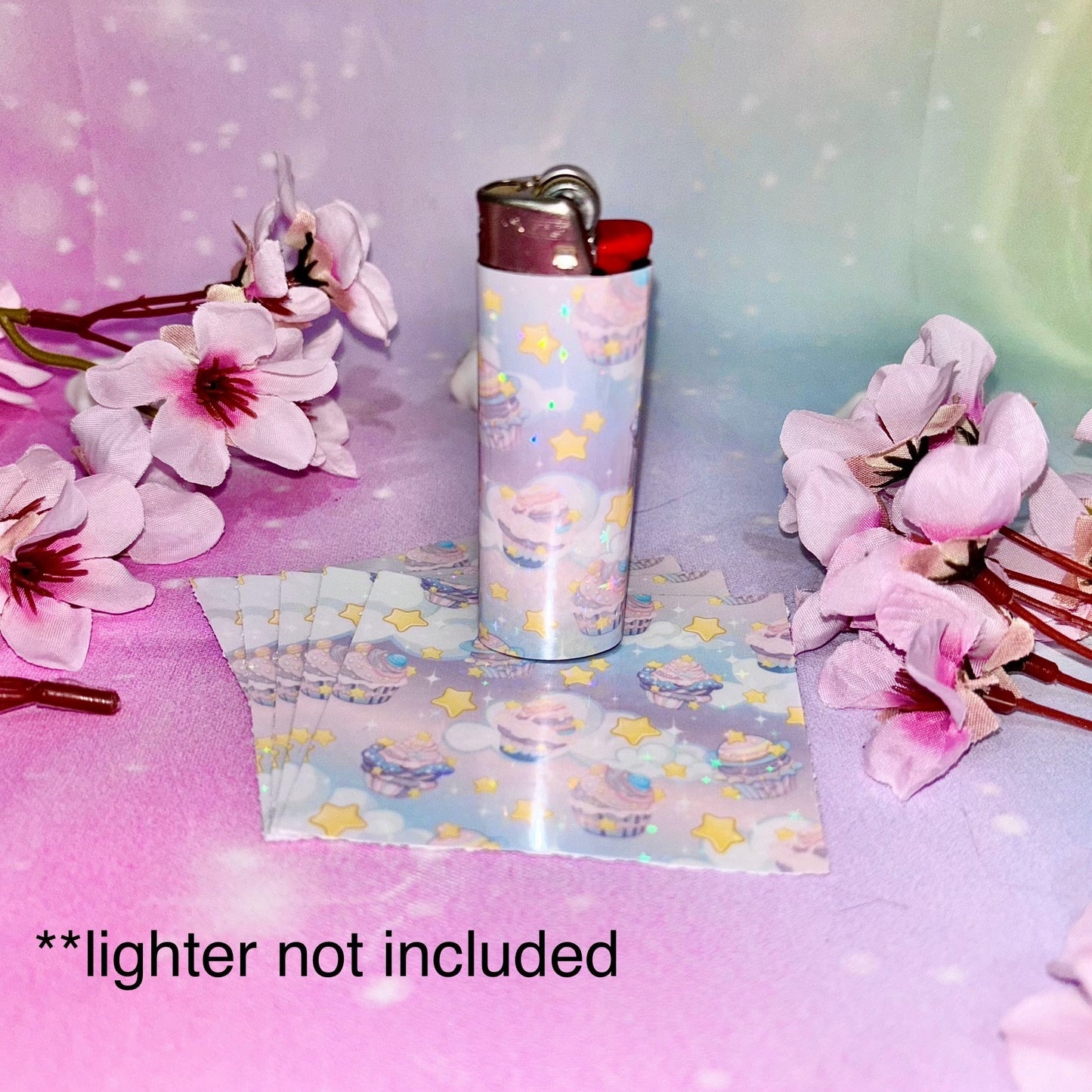 Celestial Cupcakes Lighter Wrap | cupcake lighter wrap, Kawaii lighter wraps, lighter wraps, cupcake art, girly stickers, Kawaii, stickers