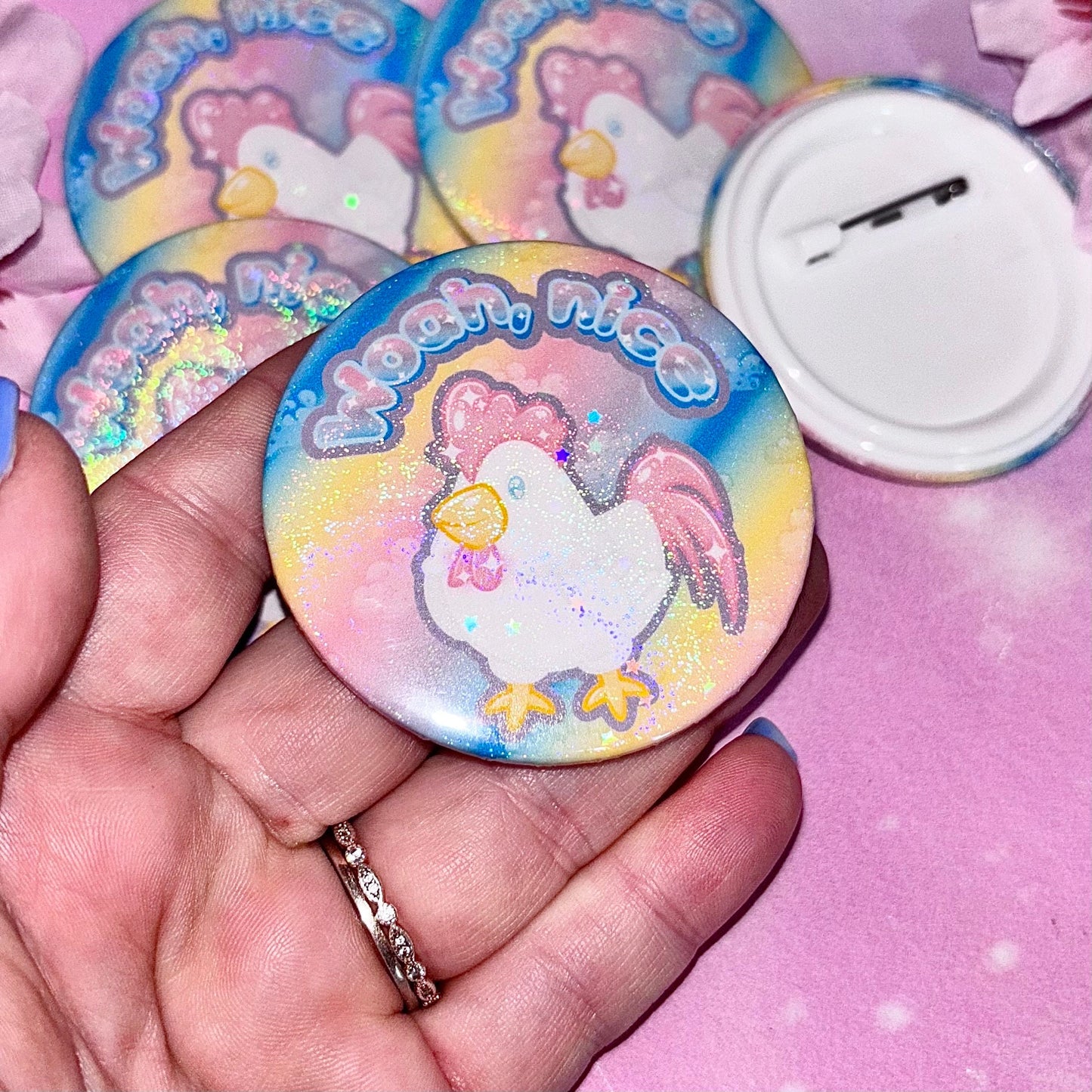 Woah, Nice C*ck Button Pin | cute button pins, cute pins, Kawaii pins, Kawaii, funny pins, chicken mom, chicken lovers