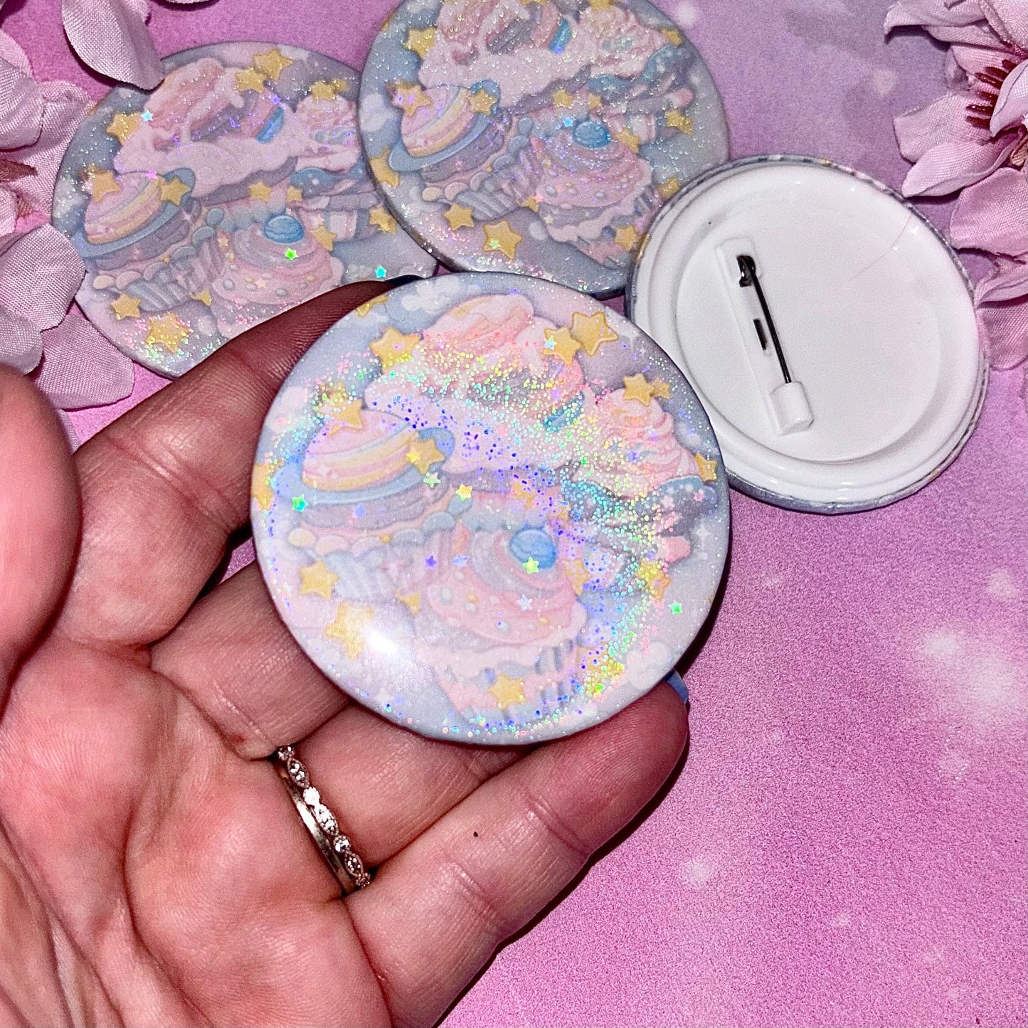 Celestial Cupcakes Button Pin | cute button pins, cute pins, Kawaii pins, Kawaii, cupcake pins, cupcakes, cupcake lovers