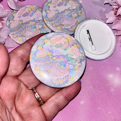 Celestial Cupcakes Button Pin | cute button pins, cute pins, Kawaii pins, Kawaii, cupcake pins, cupcakes, cupcake lovers