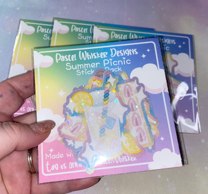 Picnic holo sticker pack | cute picnic stickers, picnic stickers, Kawaii stickers, girly stickers