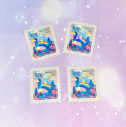 Lighthouse faux stamps | cute lighthouses, lighthouse stickers, lighthouse scenes, kawaii stickers, girly stickers, stamp stickers