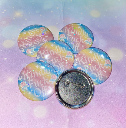 Kindly F*ck Off Button Pin | cute button pins, cute pins, Kawaii pins, Kawaii
